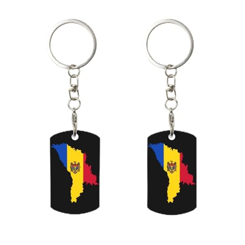 Porte-clés rectangulaire personnalisé en métal avec drapeau de la Moldavie, pour la maison, le bureau et la moto.
