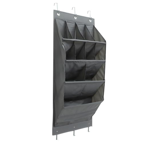 Happyyami 1Set Multi Layer Closet Hanging Pouch Over The Door Storage Organizer for Shoes Craft Supplies and Essentials Easy Install No Tools Needed Grey