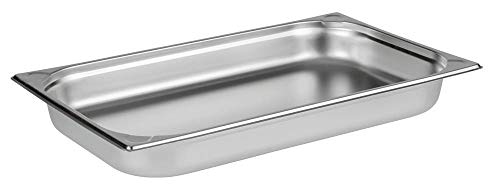APS 81102 Contenitore GN 1/1, contenitore Gastronorm, in acciaio inox, dimensioni 32,5 x 53 cm, profondità 6,5 cm, volume 9 litri..