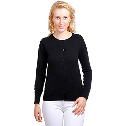 JL de la Tour Women's 100% Cashmere Cardigan - Black - X-Large Cover