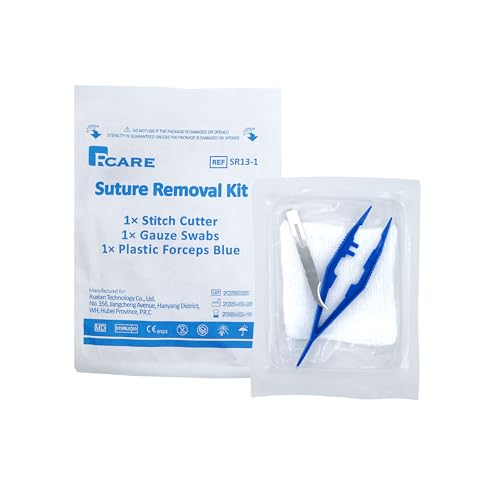 Image of Sterile Suture Removal Kit (Cutter, Forceps, Gauze), Suture Removal Tool Sterilized Ideal for Hospitals, Clinics and Home Care (1, Stitch Cutter)