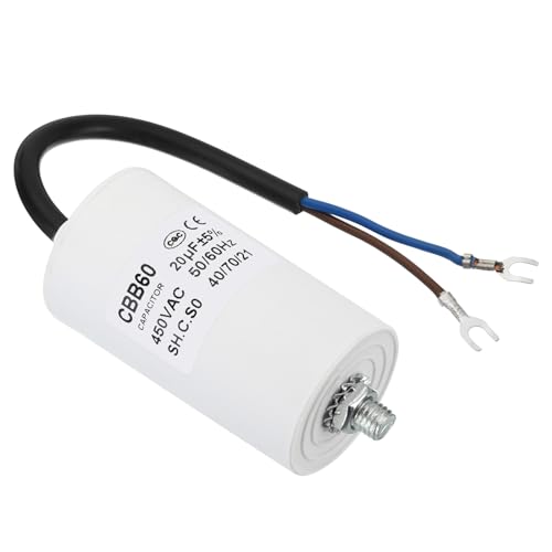 PATIKIL 20uf CBB60 Run Capacitor,AC 450V U Terminal Wires 50/60Hz Cylinder Bottom with M8 Screw for Washing Machine, Cleaning Machine Pump Motor Star