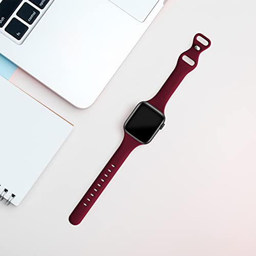 Image of Acrbiutu Bands Compatible with Apple Watch 38mm 40mm 42mm 44mm, Slim Thin Narrow Silicone Sport Accessory Strap Wristband for iWatch Series 1 /2 /3 /4 /5 Women Men