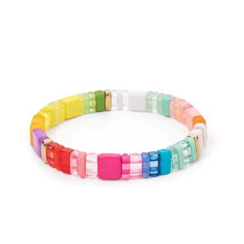 3pc Stretch Bracelet Set - Festive Red White Blue Enamel Tile Bead Bracelet Stack - Trendy Stackable Lightweight Waterproof4