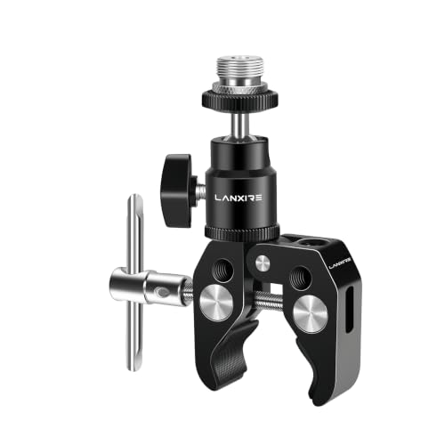 Lanxire Microphone Clip Mic clamp with Adjustable Ball Head and Mic Screw - Compatible with Microphones and Photography Accessories