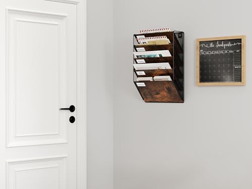 EasyPAG 5 Compartimento Metal Madera A4 Soporte Revistas Pared Oficina Archivador de Pared Organizador Documentos Correo Pared Almacenamiento Revistero Archivos - imagen 6