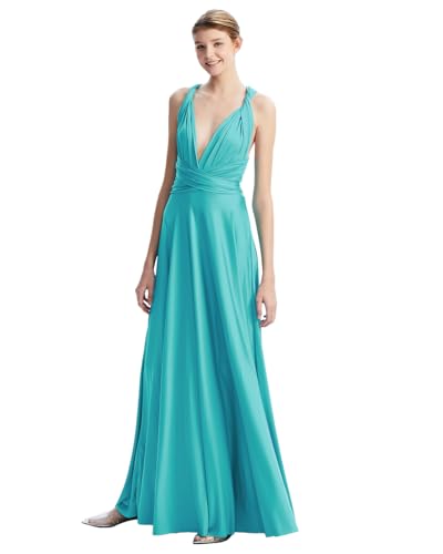 Image of Multi-Way Wrap Infinity Maxi Dress for Bridesmaids & Wedding Guest | 31 Colors for All Wedding Themes, One Size & Plus, 1 Dress for Any Events, Evening, Prom, Gala, Non-See-Through, Wrinkle-Free
