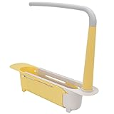 Fdit Telescopic Sink Rack, Humanized Design Telescopic Sink Storage Rack Pulling for Home for Kitchen (Yellow)