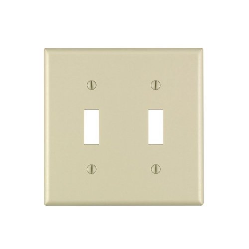 Leviton 2-Gang Toggle Device Switch Wallplate, Standard Size, Thermoset, Device Mount, 86009, Ivory