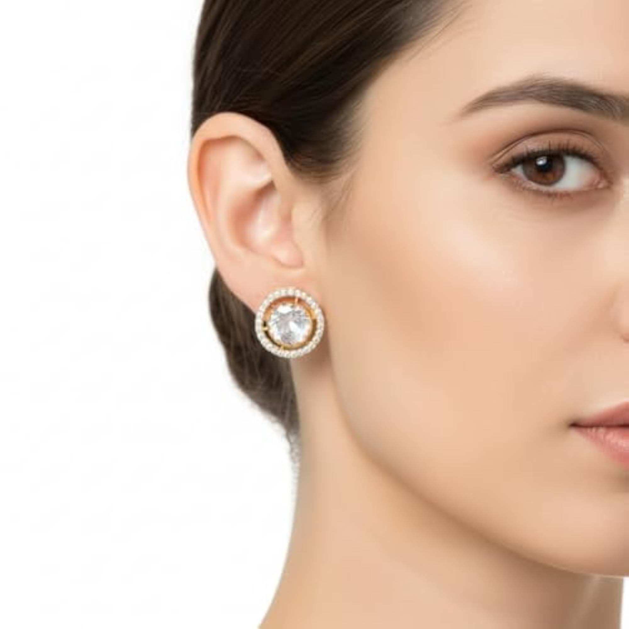 Women's 925 Sterling Silver Moissanite Halo Stud Earrings