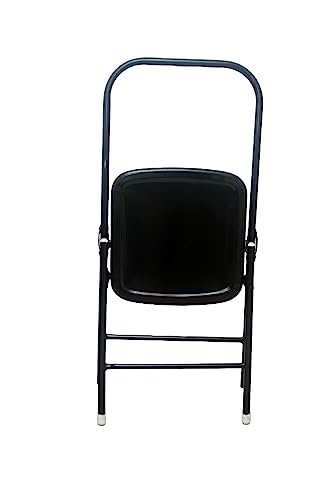 Image of Preeti Yoga Iyanger Yoga Backless Meditation Foldable Chair for Holding, Alignment & Flexibility | Capacity: 100kg (Medium - Black Color)