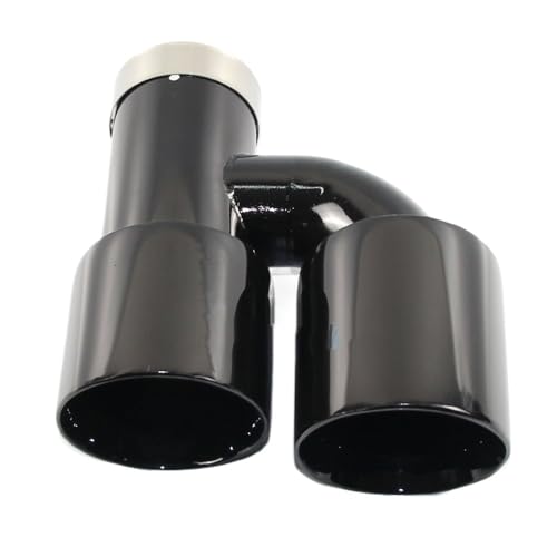 Tubo de escape doble en acero inoxidable 304 negro brillante con silenciador de garganta trasera H