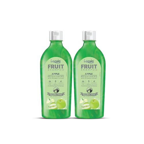 Image of Lozalo Fruit Pet Shampoo 400 ml, Combo Pack of 2x200 ml, Apple,Anti-Fungal, Anti-Itching pH Balanced Paraben Free Conditioning Shampoo for Dogs & Cats of All Breeds,Brightening with Shikakai Extract