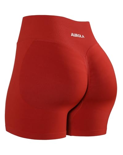 Image of AUROLA Influence Workout Shorts for Women,2.5 3.5 4.5 5.5 6.5 No Roll Up Squat Proof Scrunch Seamless Compression Gym Short