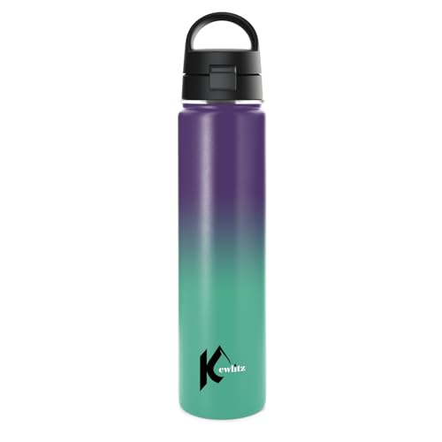 Image of Insulated Stainless Steel Water Bottle 24oz (Purple Magic) - Double Wall Vacuum Wide Mouth Water Bottles with Carrying Lid - BPA Free Leak-Proof Flask for School, Sports & Travel