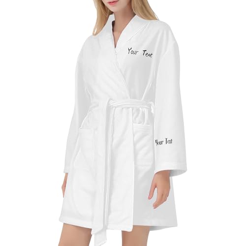 Albornoz personalizado con tu nombre para mujer, color personalizado, cuerdas de baño personalizadas, bata de baño holgada para mujer, batas de felpa suave para mujer, batas de baño personalizables