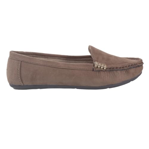 Image of Pluxh Women Classic Ballet Flats | Suede-Textured Slip-On Design with Metal Accent | Cushioned Footbed and Flexible Sole | Office, Casual & Travel Wear