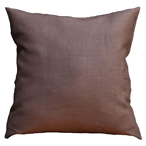 夜明屋本店 クッションカバー ピュアリネン 60×60cm 麻100% リネン/ラミー混紡 ナチュラルカラー 北欧 和風 シンプルモダン ソファーやベッドに 国内縫製 日本製 (栗茶)