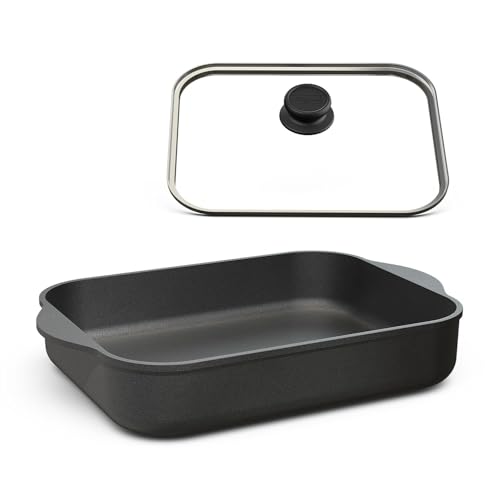 Hoffmann Aluguss Bratreine Auflaufform Induktion I Bräter Rechteckig 32x 24,5 x 6 cm Innenmaß I Auflaufblech Lasagneform Backofenform I Backform Induktionsgeeignet