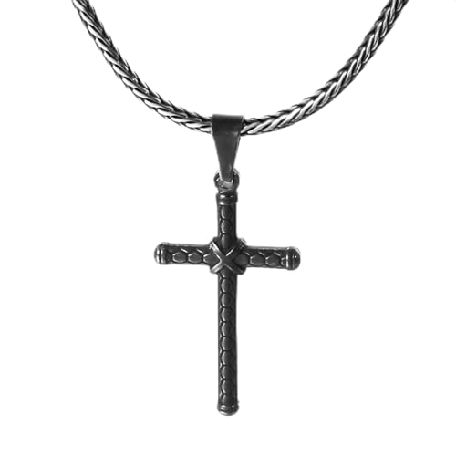 Collier Homme Acier Inoxydable KnSam avec Pendentif Croix Rétro Punk