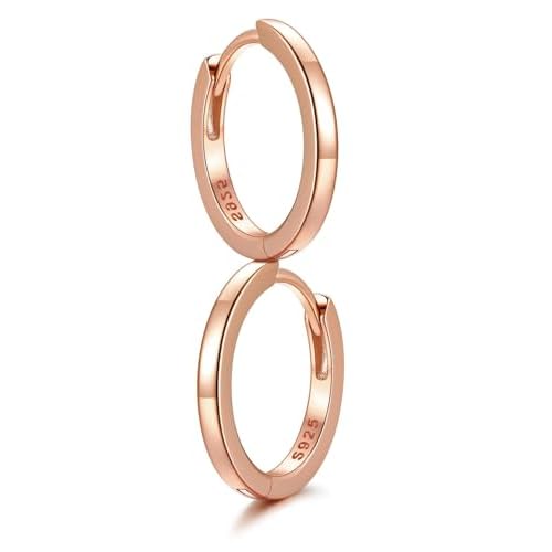 SILVERCUTE 925 Sterling Silver Huggie Hoop Earrings for Women,Hypoallergenic Small Hoop Earrings Lightweight Silver/14K Gold Hoops Cartilage Earrings