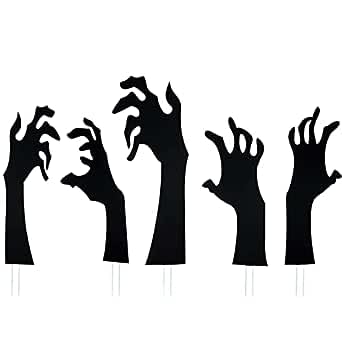 5 Pcs Black Scary Ghost Hands with Stakes for Garden Outdoor Halloween Decorations | Spooky Skeleton Hands Halloween Decoration and Party Supplies for Yard, Garden, Home Decor