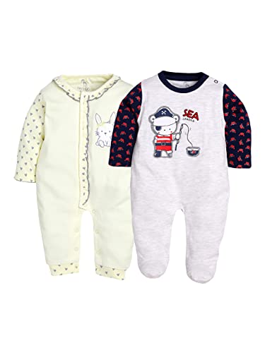 Image of BABY GO Full Sleeve Designer Pack Of 2 Romper For Baby Boys (6-9 M, Beige)