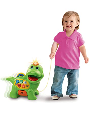 VTech Baby Feed Me Dino, Musical Baby Toy with Numbers, Counting Music & Shapes, Interactive Light Up Toy Suitable From 1, 2, 3 Year Olds Boys & Girls, Green, 27 x 12.3 x 26 cm