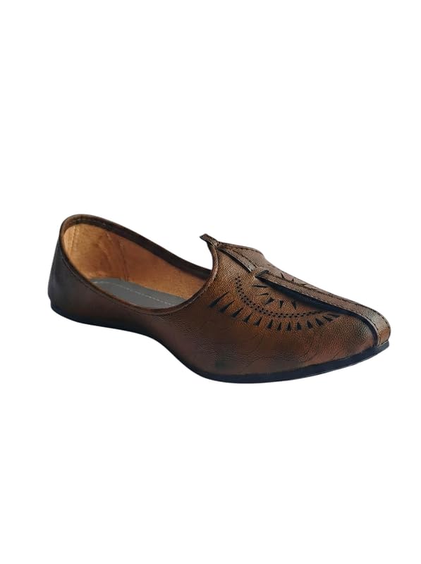 Vestra Aura Soleil Men's Ethnic Mojari Premium Handmade Traditional Footwear Laser Cuts