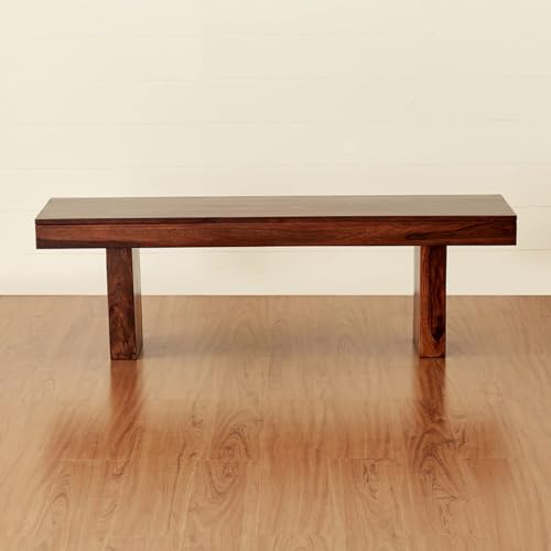 Image of Custom Decor Solid Sheesham Wood Bench for Dining Sets | Multipurpose Bench | for Kitchen Dining Room (Vintage | 57'')