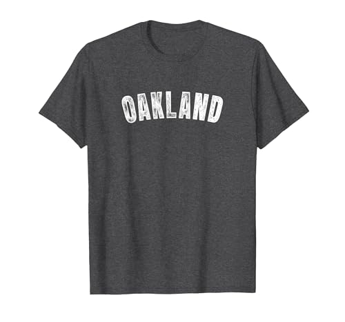 Oakland Distressed City Pride Classic T-Shirt, Men, Dark Heather Grey, Large