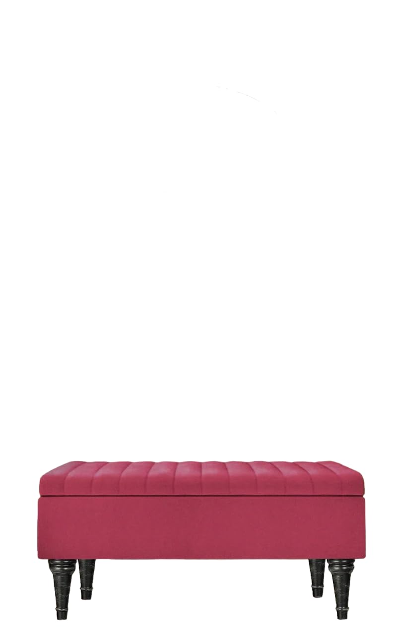 ISTOOLS footstool line panel lid Ottoman rectangle storage box seating pouffe with legs included fully assembled handmade in the U.K (Maroon)