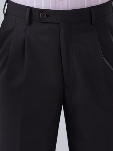 Image of Park Avenue Men Comfort Fit Solid Pattern Poly Wool Blend Double Pleat Formal Trouser