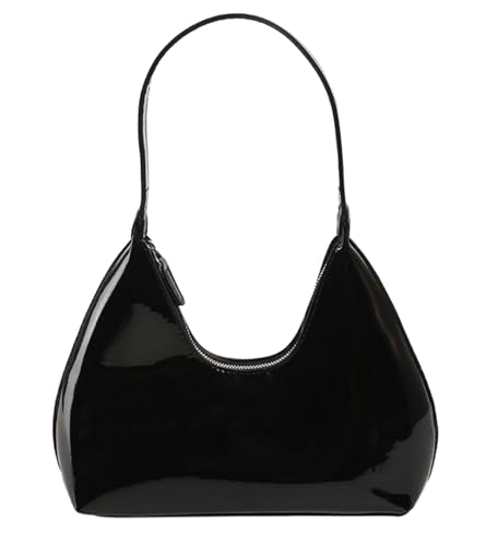 Image of Patent Leather Hobo Shiny Handbags Cute Evening Clutch Armpit Shoulder Bag Crescent Purse