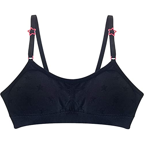 Popular Girls Training Bra Pack – Crop Cami Training Bras for Girls. Seamless Bra Removable Padding Blk Grey Pnk Aqua M3