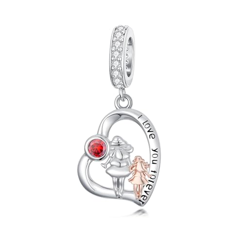 Image of PROESS Father Mother Daughter Charm fit Charms Bracelet Sterling Silver Charms for Bracelets Birthday Valentines Day Gifts for Daughter Mother Lover