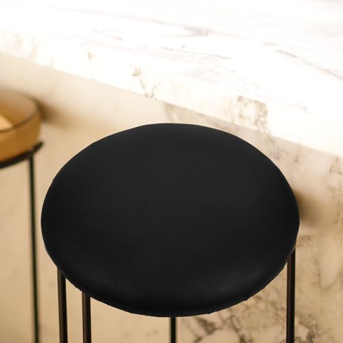 Coussin de tabouret rond en cuir noir Housoutil pour assise chic