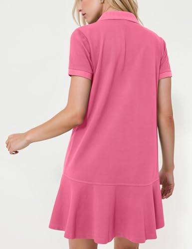 Image of Kissonic Women's Polo Dress Short Sleeve V Neck Ruffle Hem Casual Summer Golf Tennis Mini Shirt Dresses