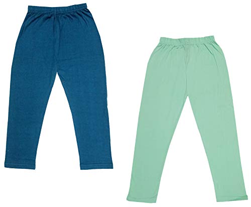 Image of IndiWeaves Girls Super Soft Cotton Solid Capri Pants (Sea Green, Blue, 14-16 Years) Pack of 2