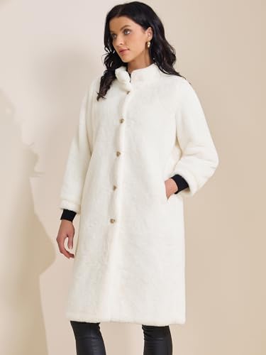Allegra K Women's Faux Fur Coat Single Breasted Fuzzy Overcoat Winter Long Fluffy Jackets3