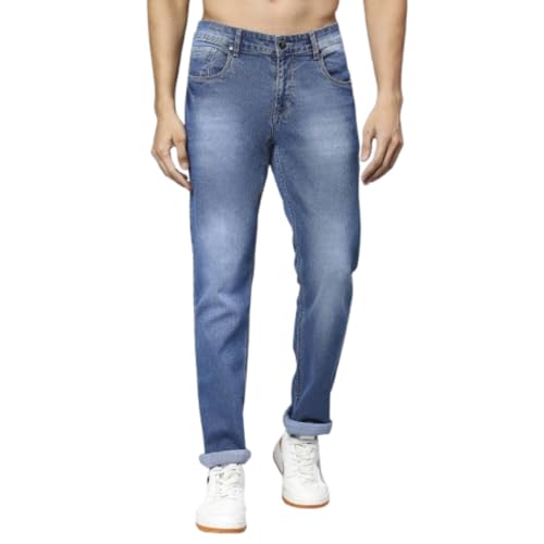 Image of Blue Jeans for Men Regular Fit - Cotton Jeans Pant for Men, Regular Denim Jeans for Boys - Light Fade Jeans for Men