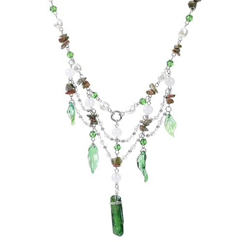 MOSTORY Woodland Crystal Fairy Necklace - Renaissance Necklace for Women Elf Cosplay Renfaire Fairycore Fantasy Jewelry2