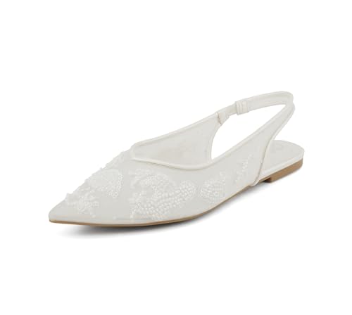 Delicious Victoria ~ Women Pointed Toe Slingback Flat Bridal Dress Pumps2