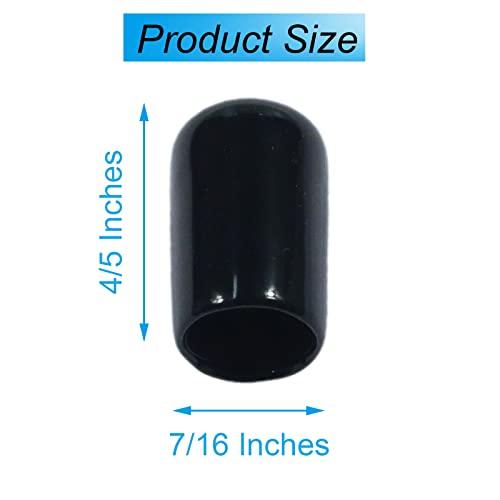 Image of Acocony 7 /16 Inch Rubber Cap (11.15 mm) Round Black Pack of 40 | PVC Rubber End Caps Dustproof, Protective & Aesthetic Flexible Covers for Tubing, Pipes, Poles, Bolts & More
