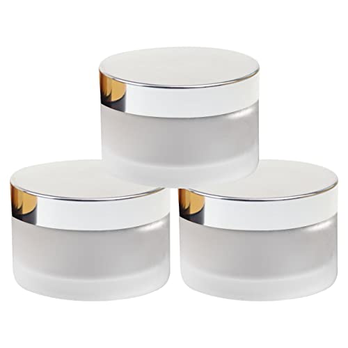 Image of Zenvista Meditech 50gm Frosted Glass Jar With Silver Lid, Multipurpose (Pack of 3)