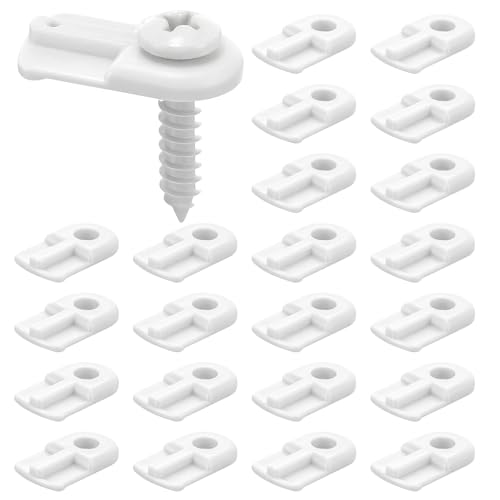 Blulu 24 Pack 13/16 x 1/2 Inches Flush Nylon Window Screen Clip with Screws Offset Clips for Fastens Storm Window Storm Panels Screen Door Clip (White)