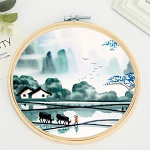 Image of 12 Pack Bamboo Embroidery Hoops Set, Adjustable Circle Cross Stitch Hoop Ring for Art Craft Sewing and Handy Needlework, Great Value Pack for Starters and Craft Lovers