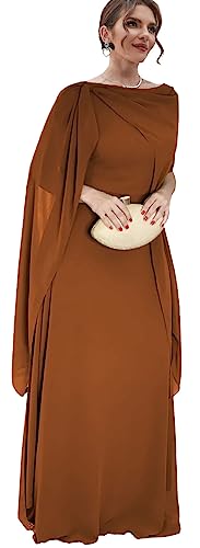 Zoghoo Burnt Orange Mother of The Bride Dresses for Wedding Chiffon Plus Size Formal Dress with Shawl Long Evening Gowns US 18