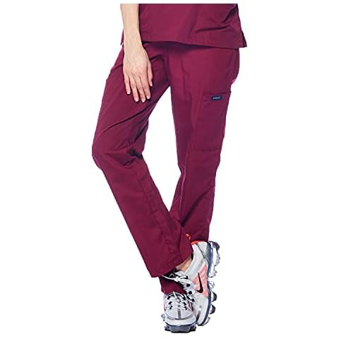 Dagacci Medical Uniform Women and Men Unisex Medical Scrubs Pants 2X-Large Burgundy Cover