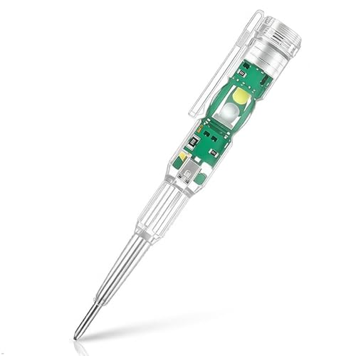 Image of High-Brightness Voltage Tester Pen, 2-in-1 Non-Contact Electrical Tester Screwdriver, AC /DC Live & Neutral Wire Detector, LED Indicator, Circuit Tester (2, Transparent)